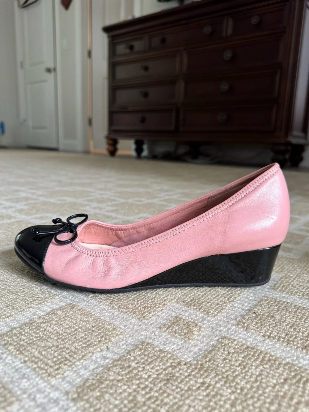 Cole Haan Nike Air Pink Leather Cap Toe Wedge Ballet Shoes Size 8.5 - Picture 3 of 13